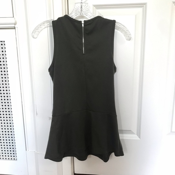 Soprano olive green peplum collared top - Picture 3 of 4